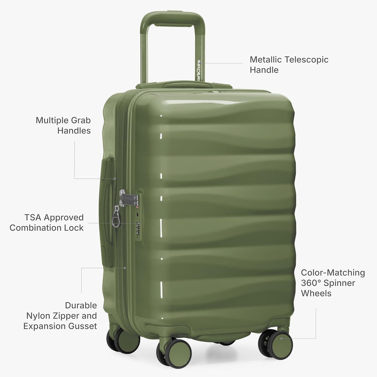 Edinburgh II Hardside Spinner Luggage, TSA Lock, Blue, 21" Carry-on