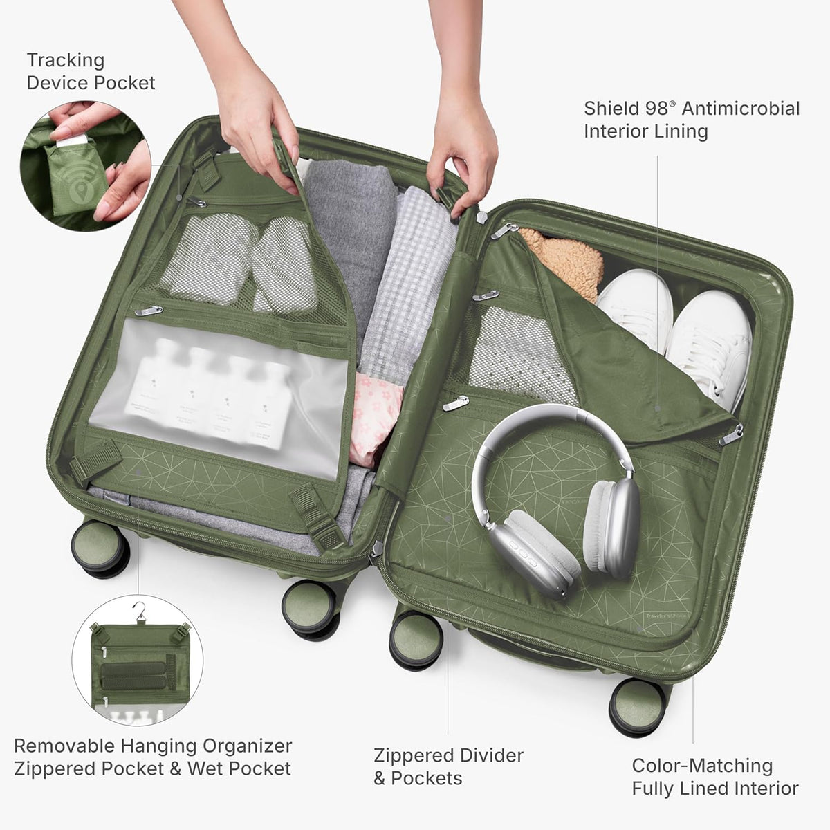 Edinburgh II Hardside Spinner Luggage, TSA Lock, Blue, 21" Carry-on
