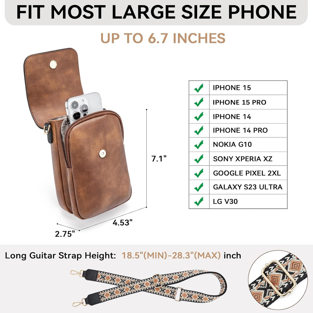 Crossbody Bags for Women Cell Phone Purse Leather Wallet Handbags with Card Slots