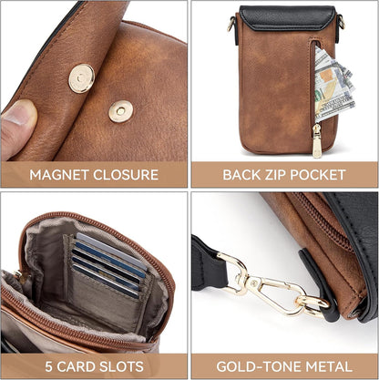 Crossbody Bags for Women Cell Phone Purse Leather Wallet Handbags with Card Slots