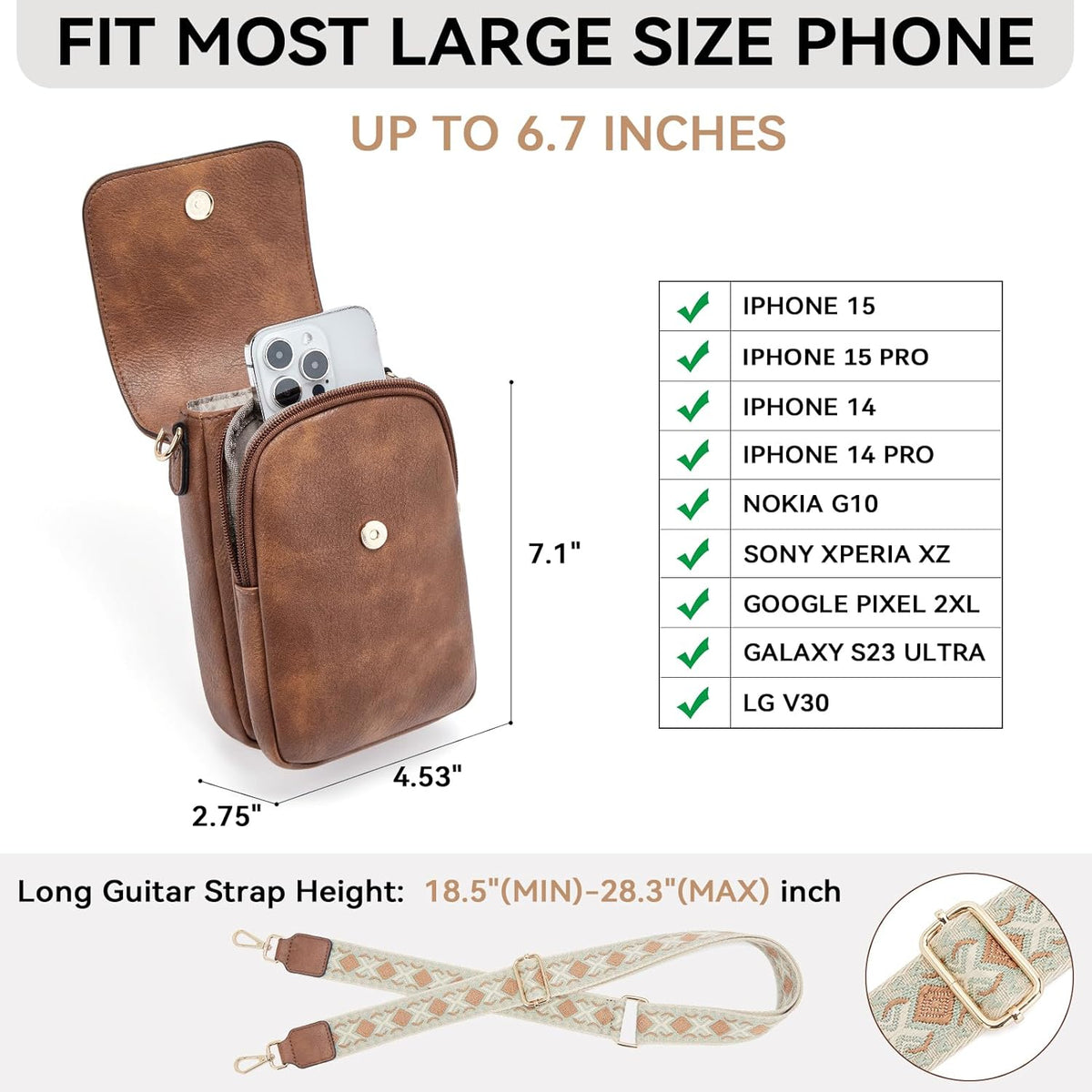 Crossbody Bags for Women Cell Phone Purse Leather Wallet Handbags with Card Slots