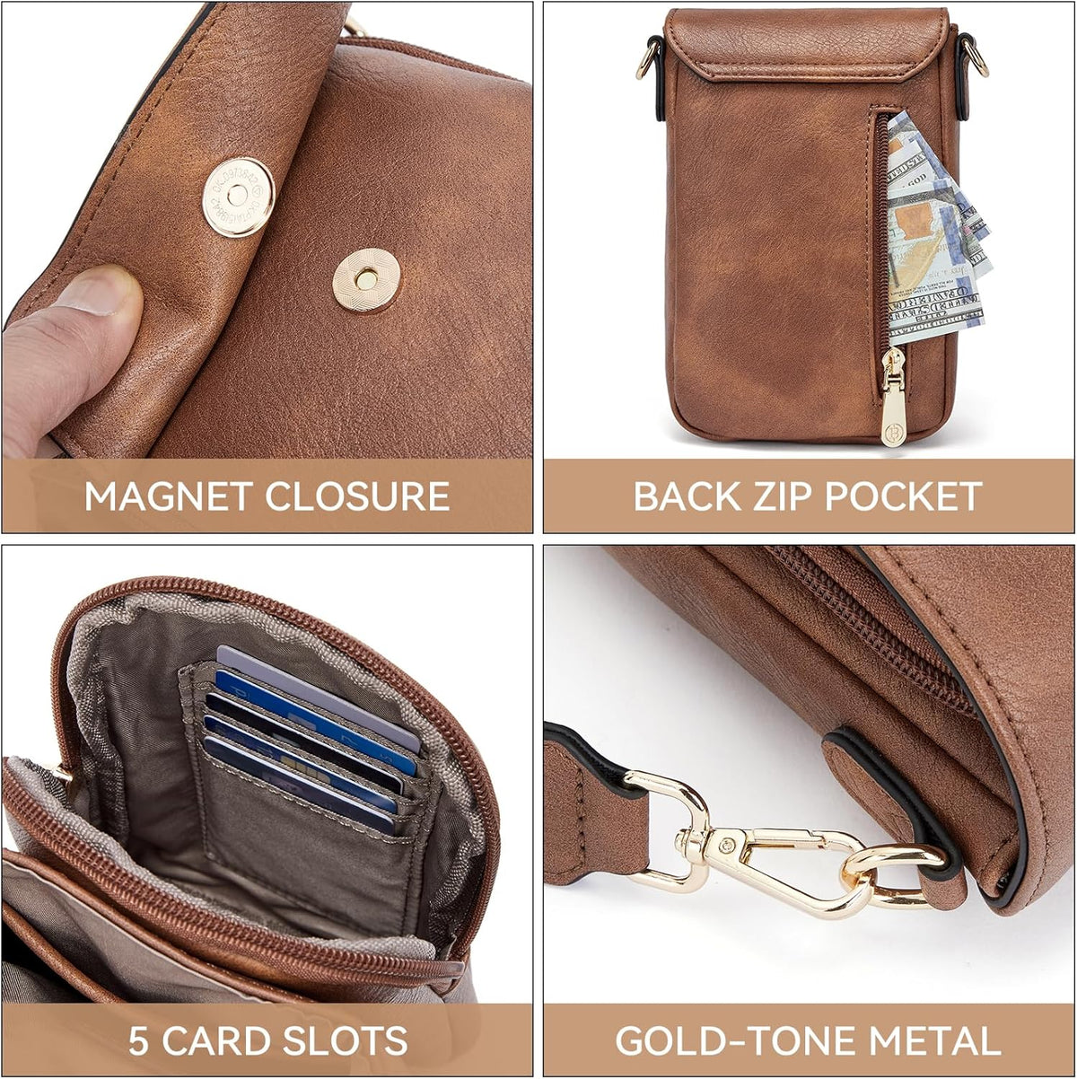Crossbody Bags for Women Cell Phone Purse Leather Wallet Handbags with Card Slots