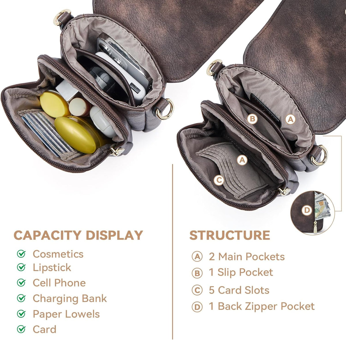 Crossbody Bags for Women Cell Phone Purse Leather Wallet Handbags with Card Slots