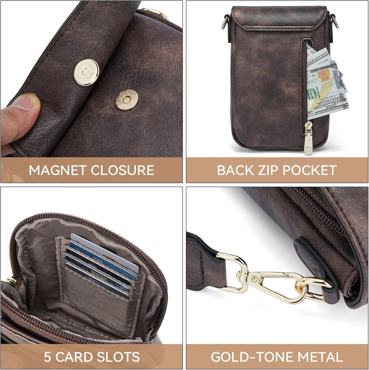 Crossbody Bags for Women Cell Phone Purse Leather Wallet Handbags with Card Slots