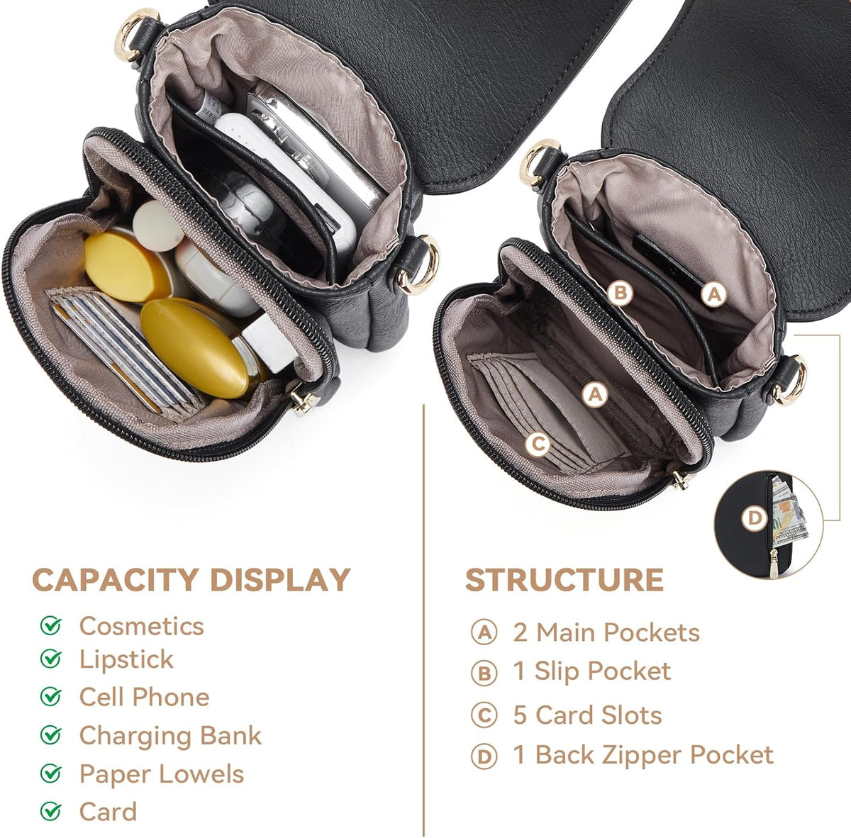Crossbody Bags for Women Cell Phone Purse Leather Wallet Handbags with Card Slots