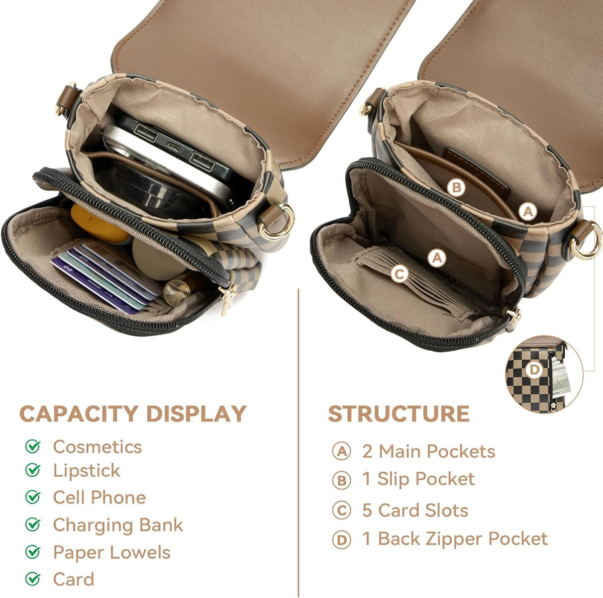 Crossbody Bags for Women Cell Phone Purse Leather Wallet Handbags with Card Slots