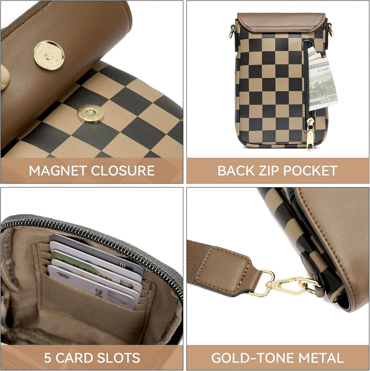 Crossbody Bags for Women Cell Phone Purse Leather Wallet Handbags with Card Slots