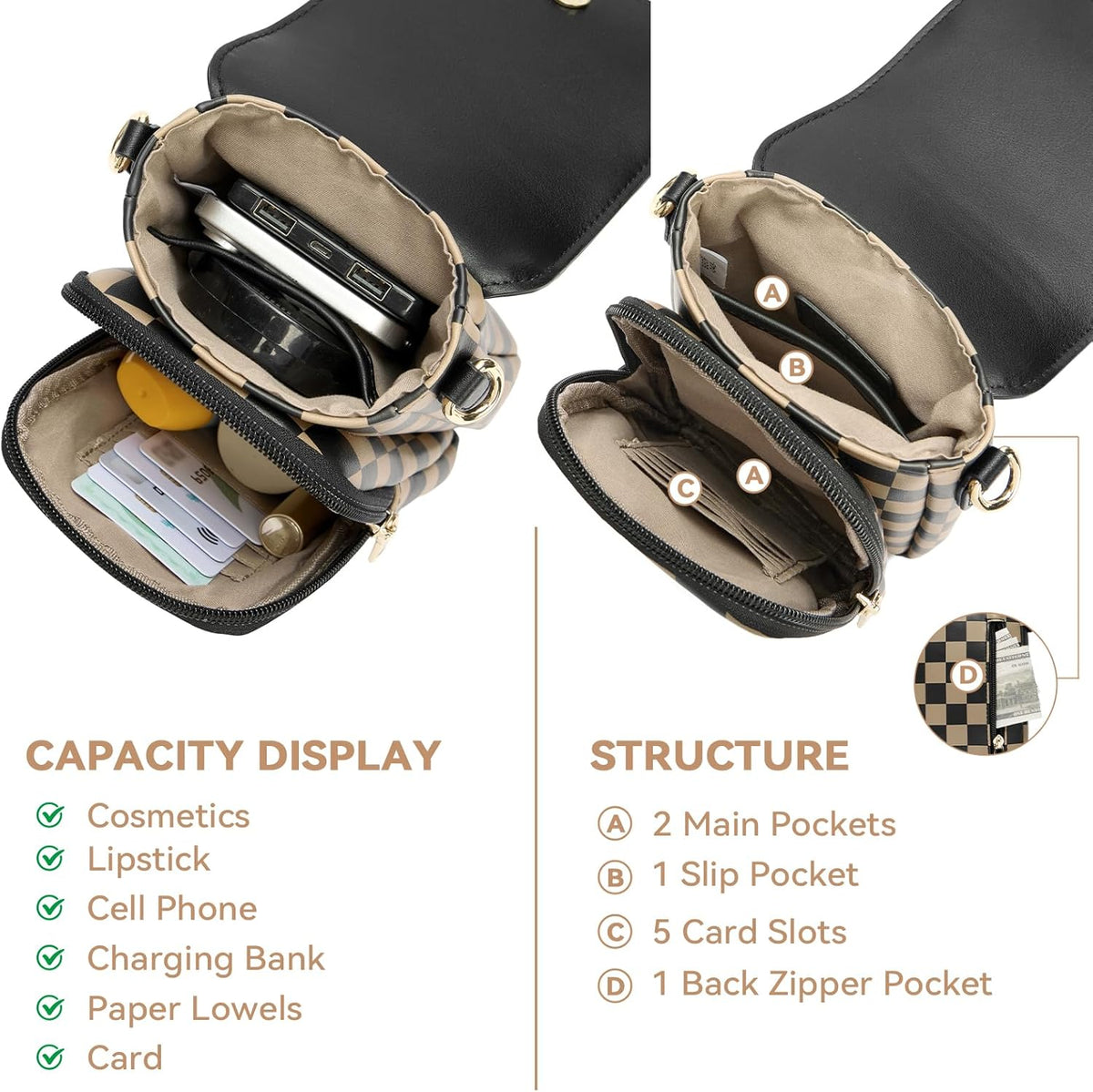 Crossbody Bags for Women Cell Phone Purse Leather Wallet Handbags with Card Slots