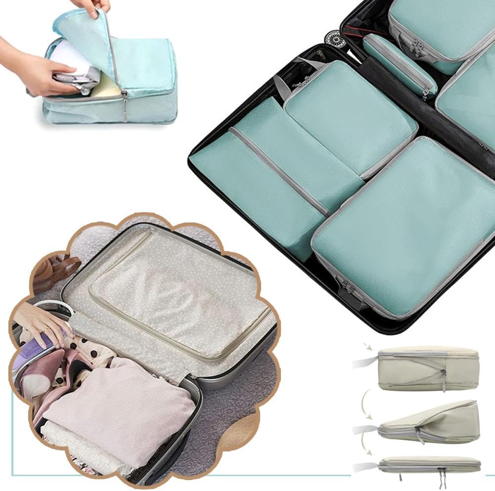 4 Pcs Compression Packing Cubes for Suitcases Travel Essentials,Durable Travel Organizers Bags,Expandable Travel Accessories for Carry on, Luggage, Suitcase Backpack