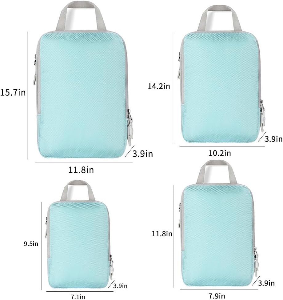 4 Pcs Compression Packing Cubes for Suitcases Travel Essentials,Durable Travel Organizers Bags,Expandable Travel Accessories for Carry on, Luggage, Suitcase Backpack