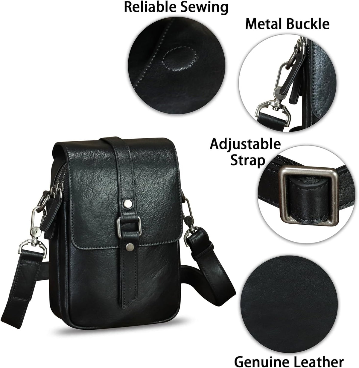 Genuine Leather Phone Purse for Women Vintage Leather Cell Phone Pouch Mini Small Shoulder Bag Crossbody Bag with Strap