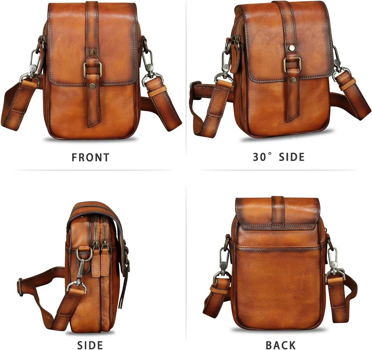 Genuine Leather Phone Purse for Women Vintage Leather Cell Phone Pouch Mini Small Shoulder Bag Crossbody Bag with Strap