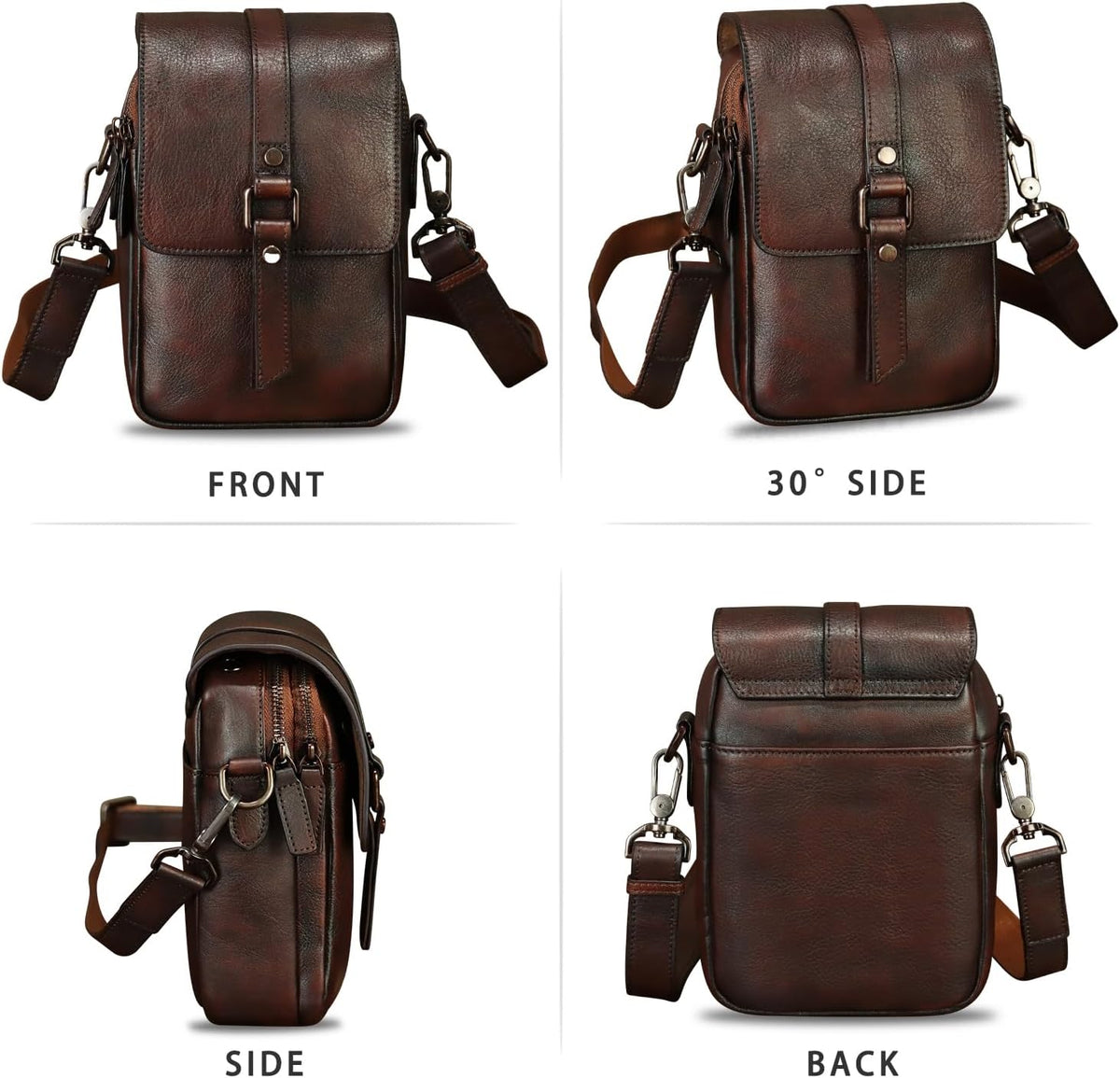 Genuine Leather Phone Purse for Women Vintage Leather Cell Phone Pouch Mini Small Shoulder Bag Crossbody Bag with Strap