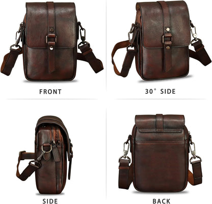 Genuine Leather Phone Purse for Women Vintage Leather Cell Phone Pouch Mini Small Shoulder Bag Crossbody Bag with Strap