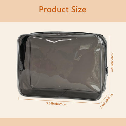 Waterproof PVC Makeup Bag - Leakproof Cosmetic Organizer for Travel Toiletry Storage 9.84×7.09×2.36 Inch for Women & Men (Orange)