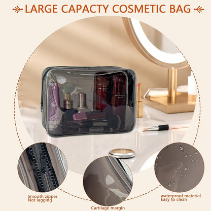 Waterproof PVC Makeup Bag - Leakproof Cosmetic Organizer for Travel Toiletry Storage 9.84×7.09×2.36 Inch for Women & Men (Orange)
