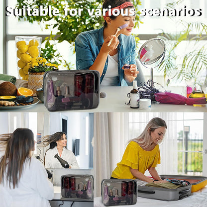Waterproof PVC Makeup Bag - Leakproof Cosmetic Organizer for Travel Toiletry Storage 9.84×7.09×2.36 Inch for Women & Men (Orange)