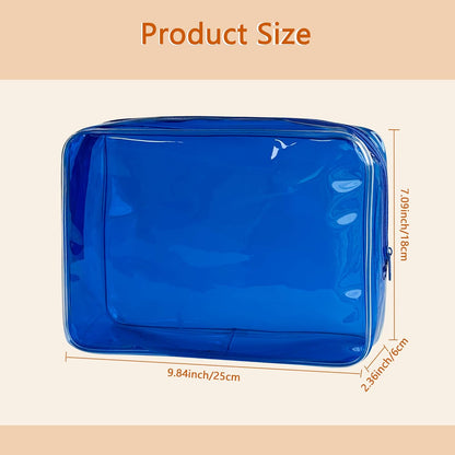 Waterproof PVC Makeup Bag - Leakproof Cosmetic Organizer for Travel Toiletry Storage 9.84×7.09×2.36 Inch for Women & Men (Orange)
