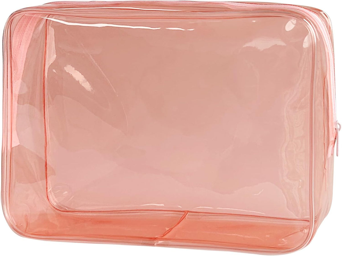 Waterproof PVC Makeup Bag - Leakproof Cosmetic Organizer for Travel Toiletry Storage 9.84×7.09×2.36 Inch for Women & Men (Orange)