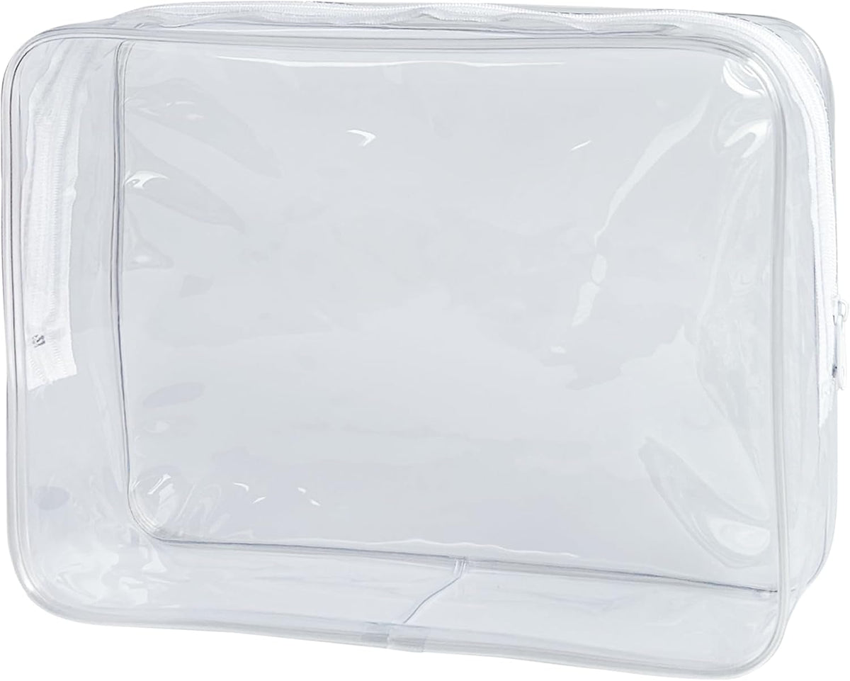 Waterproof PVC Makeup Bag - Leakproof Cosmetic Organizer for Travel Toiletry Storage 9.84×7.09×2.36 Inch for Women & Men (Orange)