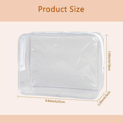 Waterproof PVC Makeup Bag - Leakproof Cosmetic Organizer for Travel Toiletry Storage 9.84×7.09×2.36 Inch for Women & Men (Orange)