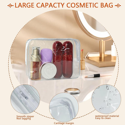 Waterproof PVC Makeup Bag - Leakproof Cosmetic Organizer for Travel Toiletry Storage 9.84×7.09×2.36 Inch for Women & Men (Orange)