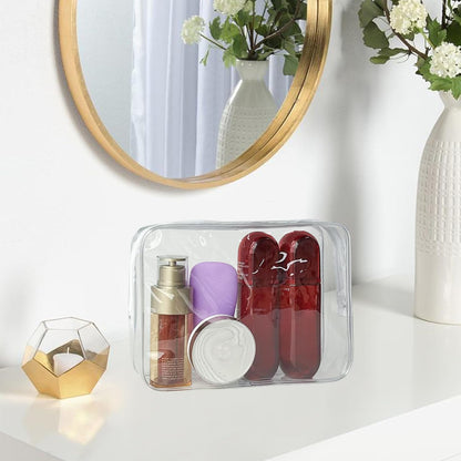 Waterproof PVC Makeup Bag - Leakproof Cosmetic Organizer for Travel Toiletry Storage 9.84×7.09×2.36 Inch for Women & Men (Orange)