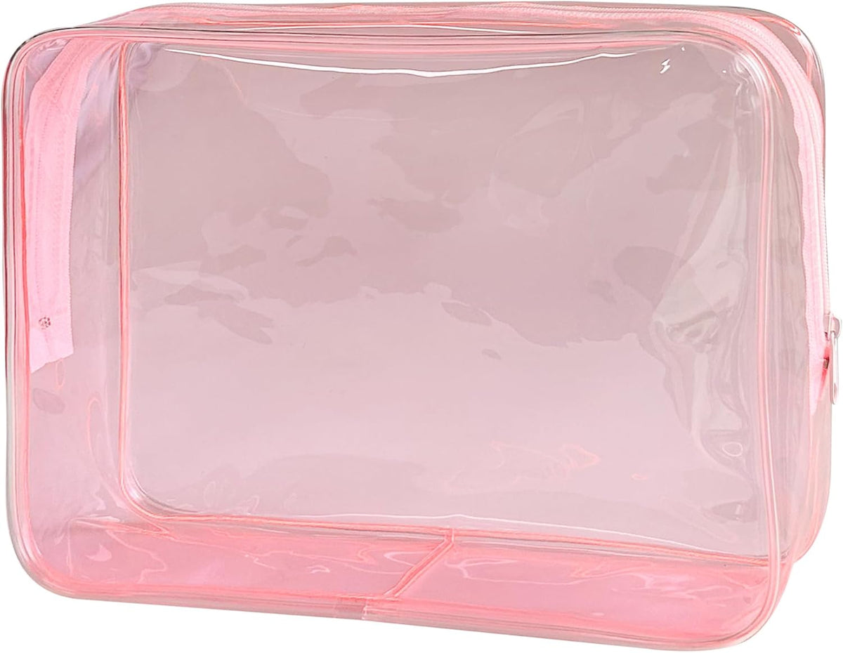 Waterproof PVC Makeup Bag - Leakproof Cosmetic Organizer for Travel Toiletry Storage 9.84×7.09×2.36 Inch for Women & Men (Orange)