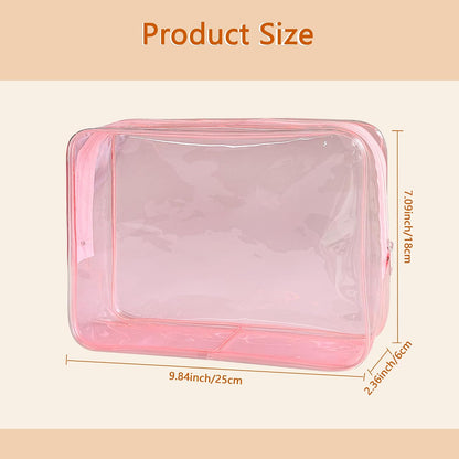 Waterproof PVC Makeup Bag - Leakproof Cosmetic Organizer for Travel Toiletry Storage 9.84×7.09×2.36 Inch for Women & Men (Orange)