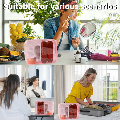 Waterproof PVC Makeup Bag - Leakproof Cosmetic Organizer for Travel Toiletry Storage 9.84×7.09×2.36 Inch for Women & Men (Orange)