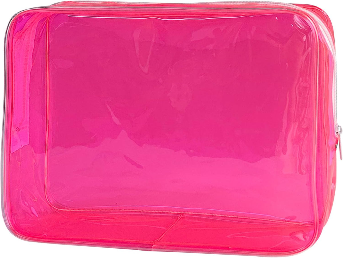 Waterproof PVC Makeup Bag - Leakproof Cosmetic Organizer for Travel Toiletry Storage 9.84×7.09×2.36 Inch for Women & Men (Orange)