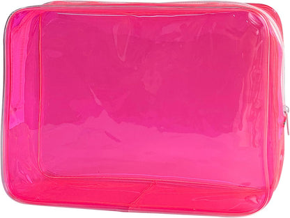 Waterproof PVC Makeup Bag - Leakproof Cosmetic Organizer for Travel Toiletry Storage 9.84×7.09×2.36 Inch for Women & Men (Orange)