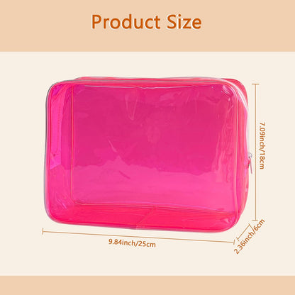 Waterproof PVC Makeup Bag - Leakproof Cosmetic Organizer for Travel Toiletry Storage 9.84×7.09×2.36 Inch for Women & Men (Orange)