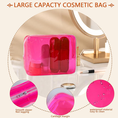 Waterproof PVC Makeup Bag - Leakproof Cosmetic Organizer for Travel Toiletry Storage 9.84×7.09×2.36 Inch for Women & Men (Orange)