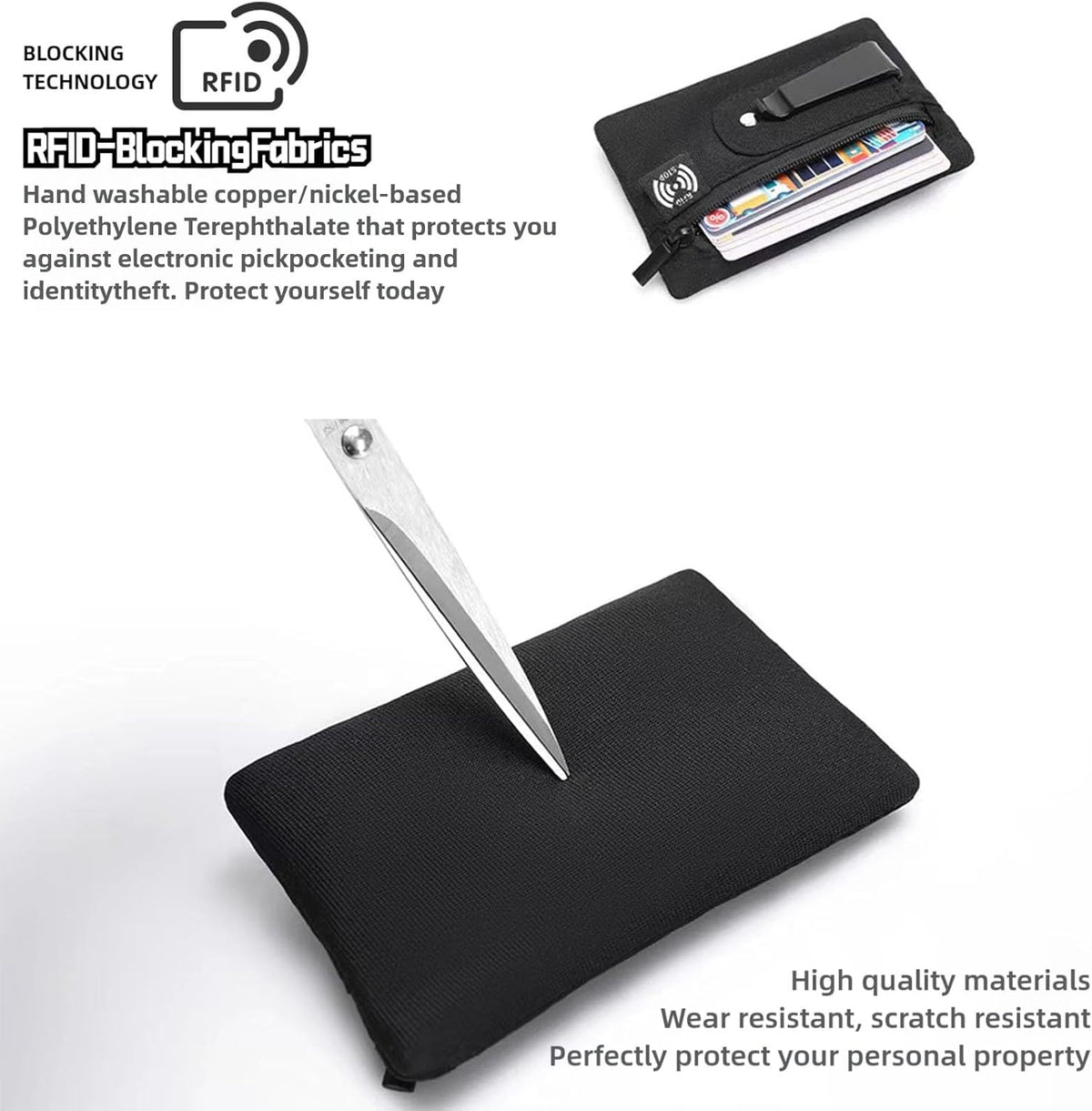 RFID Hidden Clip Stash Money Belt - Ultra Thin Anti-Theft Travel Pouch with Credit Card Slots for Women/Men, Perfect for International Travel, Daily Commute & Outdoor Activities (Black)