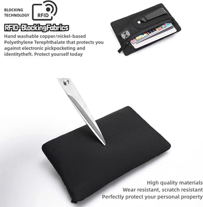 RFID Hidden Clip Stash Money Belt - Ultra Thin Anti-Theft Travel Pouch with Credit Card Slots for Women/Men, Perfect for International Travel, Daily Commute & Outdoor Activities (Black)