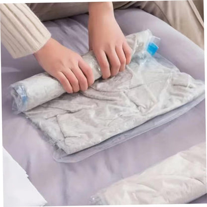 12pcs Reusable Roll up Travel Vacuum Compression Bags Space Saver Storage Pouches for Clothing Luggage Organizer with Pa+pe Material 35x50cm 40x60cm for Suitcases