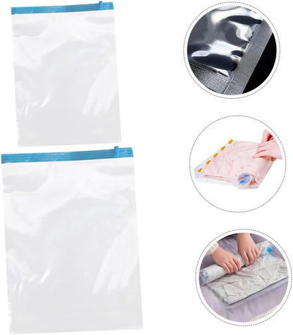 12pcs Reusable Roll up Travel Vacuum Compression Bags Space Saver Storage Pouches for Clothing Luggage Organizer with Pa+pe Material 35x50cm 40x60cm for Suitcases