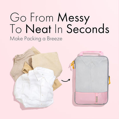 (Not Made In China) Compression Packing Cubes For Travel, Suitcase and Luggage Space Saver Organizer Bags, Lightweight, Waterproof Nylon, Durable, 4pc Set, White