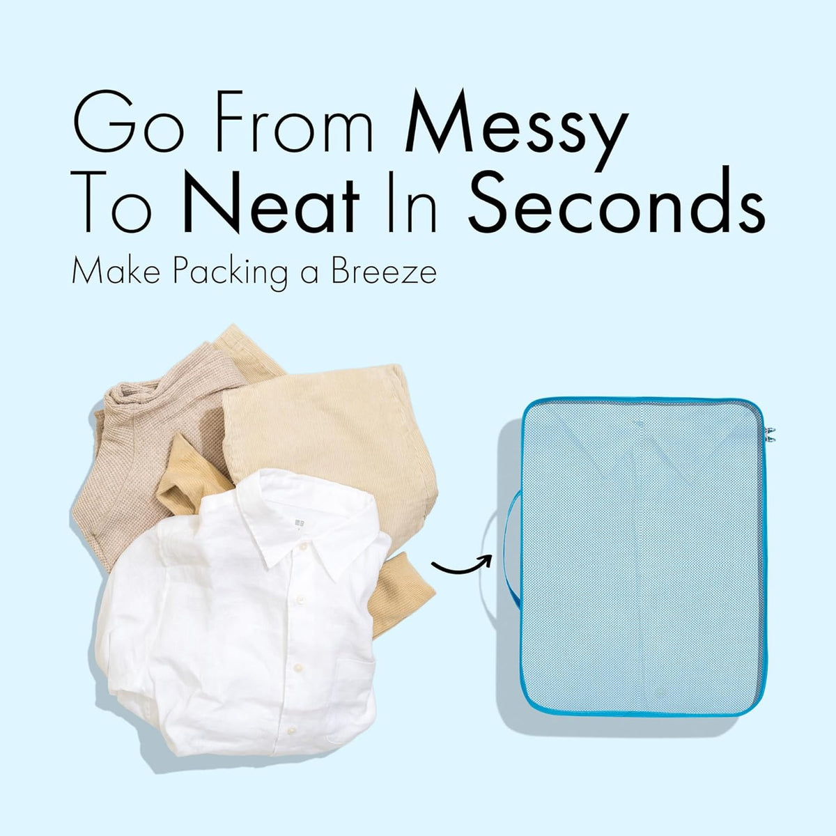 (Not Made In China) Compression Packing Cubes For Travel, Suitcase and Luggage Space Saver Organizer Bags, Lightweight, Waterproof Nylon, Durable, 4pc Set, White