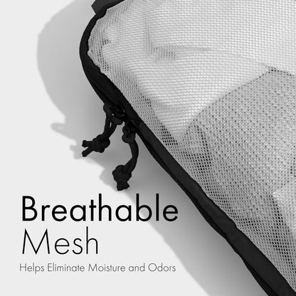 (Not Made In China) Compression Packing Cubes For Travel, Suitcase and Luggage Space Saver Organizer Bags, Lightweight, Waterproof Nylon, Durable, 4pc Set, White
