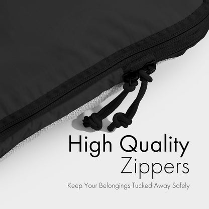 (Not Made In China) Compression Packing Cubes For Travel, Suitcase and Luggage Space Saver Organizer Bags, Lightweight, Waterproof Nylon, Durable, 4pc Set, White
