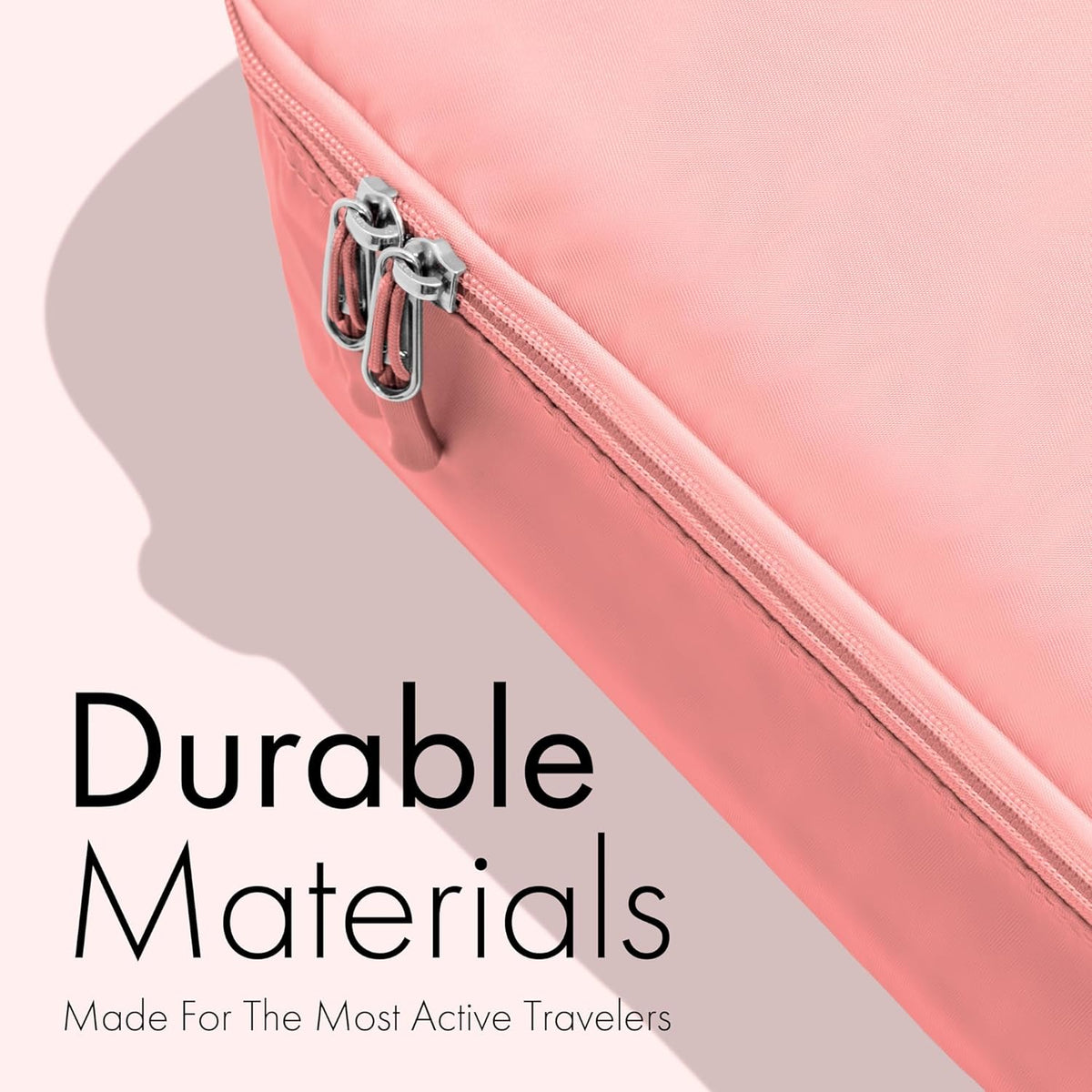 (Not Made In China) Compression Packing Cubes For Travel, Suitcase and Luggage Space Saver Organizer Bags, Lightweight, Waterproof Nylon, Durable, 4pc Set, White