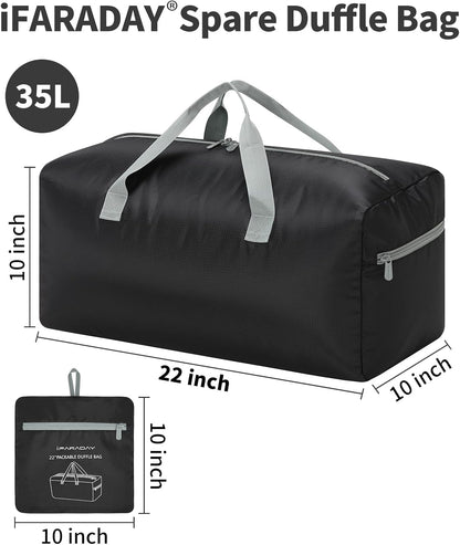 35L Duffle Bag Foldable, 22 inch, Black | Lightweight, Spare Storage Bag for Travel