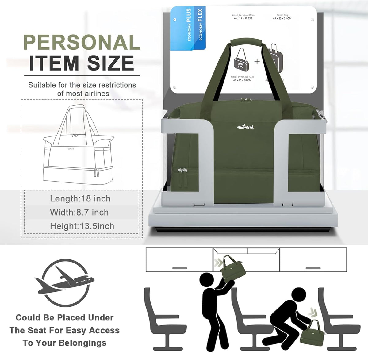Gym Bag for Women, Personal Item Travel Bag with Shoes Compartment, Weekender Overnight Duffel Bag with Wet Pocket, Carry On Bag for Women, Travel, Gym, Weekend