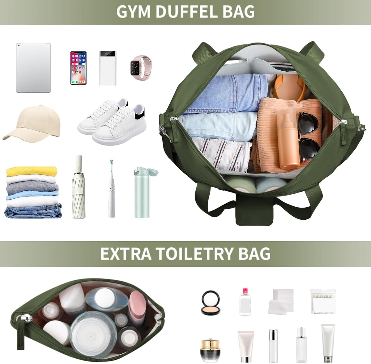 Gym Bag for Women, Personal Item Travel Bag with Shoes Compartment, Weekender Overnight Duffel Bag with Wet Pocket, Carry On Bag for Women, Travel, Gym, Weekend