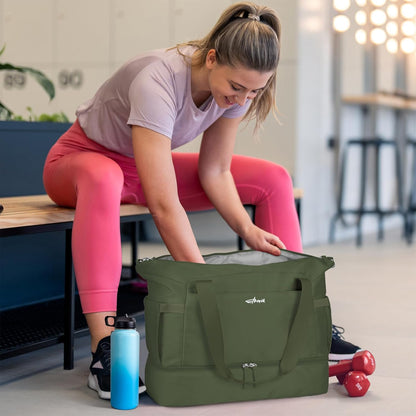 Gym Bag for Women, Personal Item Travel Bag with Shoes Compartment, Weekender Overnight Duffel Bag with Wet Pocket, Carry On Bag for Women, Travel, Gym, Weekend