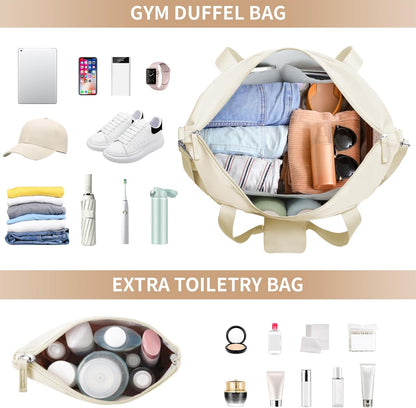 Gym Bag for Women, Personal Item Travel Bag with Shoes Compartment, Weekender Overnight Duffel Bag with Wet Pocket, Carry On Bag for Women, Travel, Gym, Weekend