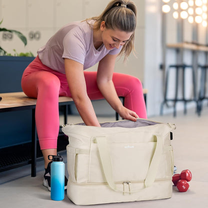 Gym Bag for Women, Personal Item Travel Bag with Shoes Compartment, Weekender Overnight Duffel Bag with Wet Pocket, Carry On Bag for Women, Travel, Gym, Weekend