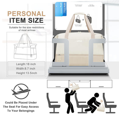 Gym Bag for Women, Personal Item Travel Bag with Shoes Compartment, Weekender Overnight Duffel Bag with Wet Pocket, Carry On Bag for Women, Travel, Gym, Weekend